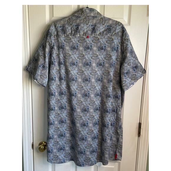 7 Downie St. London Couture Button Down Shirt Sz 2XLT Short Sleeves Stretch - Picture 4 of 11